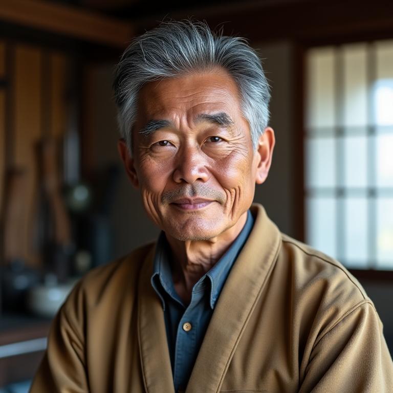 釣り番の熟練職人、田中一郎氏のポートレート